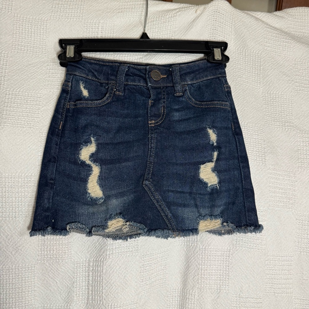 Girls Justice Dark Blue Jean Skirt With Shorts Attached Underneath Size 7